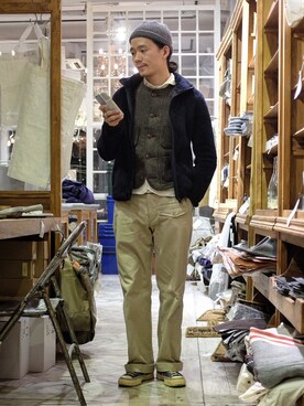 「MillReef（ミルリーフ）のアイテム」を使った、caifenglaoさん（メンズ・165cm）の冬コーディネート