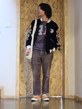 「TAKAHIROMIYASHITATheSoloIst.（タカヒロミヤシタザソロイスト）のアイテム（バッグ）」を使った、caifenglaoさん（メンズ・165cm）の秋コーディネート