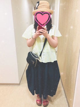 「CA4LA（カシラ）のRABBIT(TMT02271)（ハット、ベージュ系）」を使った、みゆたろさん（レディース・158cm）の秋コーディネート