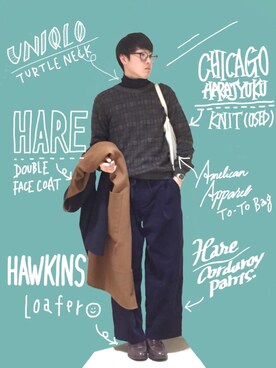 「HARE（ハレ）のアイテム（その他アウター）」を使った、だいそんさん（メンズ・175cm）の冬コーディネート