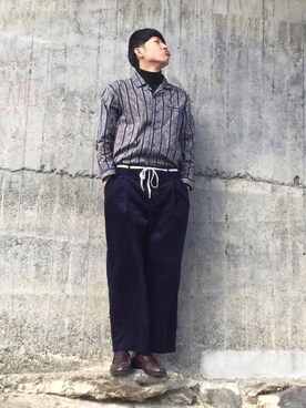 「ローファー」｜「アイテム（ルームウェア）」を使った、だいそんさん（メンズ・175cm）の春コーディネート