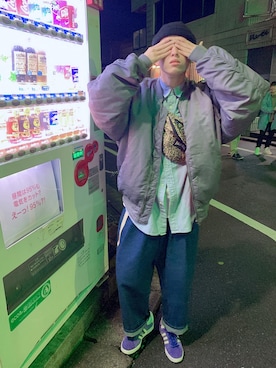 「アイテム（MA-1）」を使った、だいそんさん（メンズ・175cm）の冬コーディネート