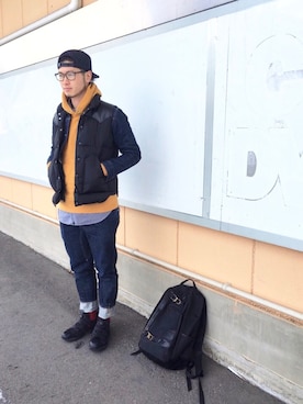 「recs（レックス）のアイテム」を使った、Ryopeさん（メンズ・178cm）の冬コーディネート