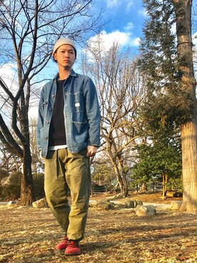 「BIG MAC（ビッグマック）のアイテム（デニムジャケット）」を使った、Ryopeさん（メンズ・178cm）の春コーディネート