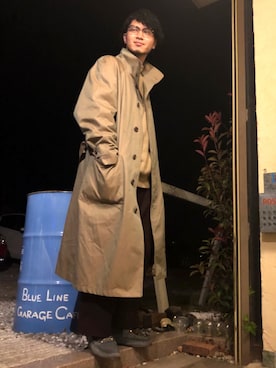 「ビットローファー」｜「アイテム（ダウンジャケット/コート）」を使った、Ryopeさん（メンズ・178cm）の冬コーディネート