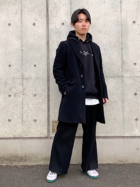 「tk.TAKEO KIKUCHI（ティーケータケオキクチ）のアイテム（チェスターコート）」を使った、ティーさん（メンズ・167cm）の冬コーディネート