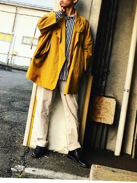 「my beautiful landlet（マイビューティフルランドレット）のアイテム（その他アウター）」を使った、Mojiroさん（メンズ・184cm）の春コーディネート