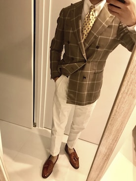 「BEAMS（ビームス）のアイテム（スラックス）」を使った、chamingleonさん（メンズ・170cm）の春コーディネート