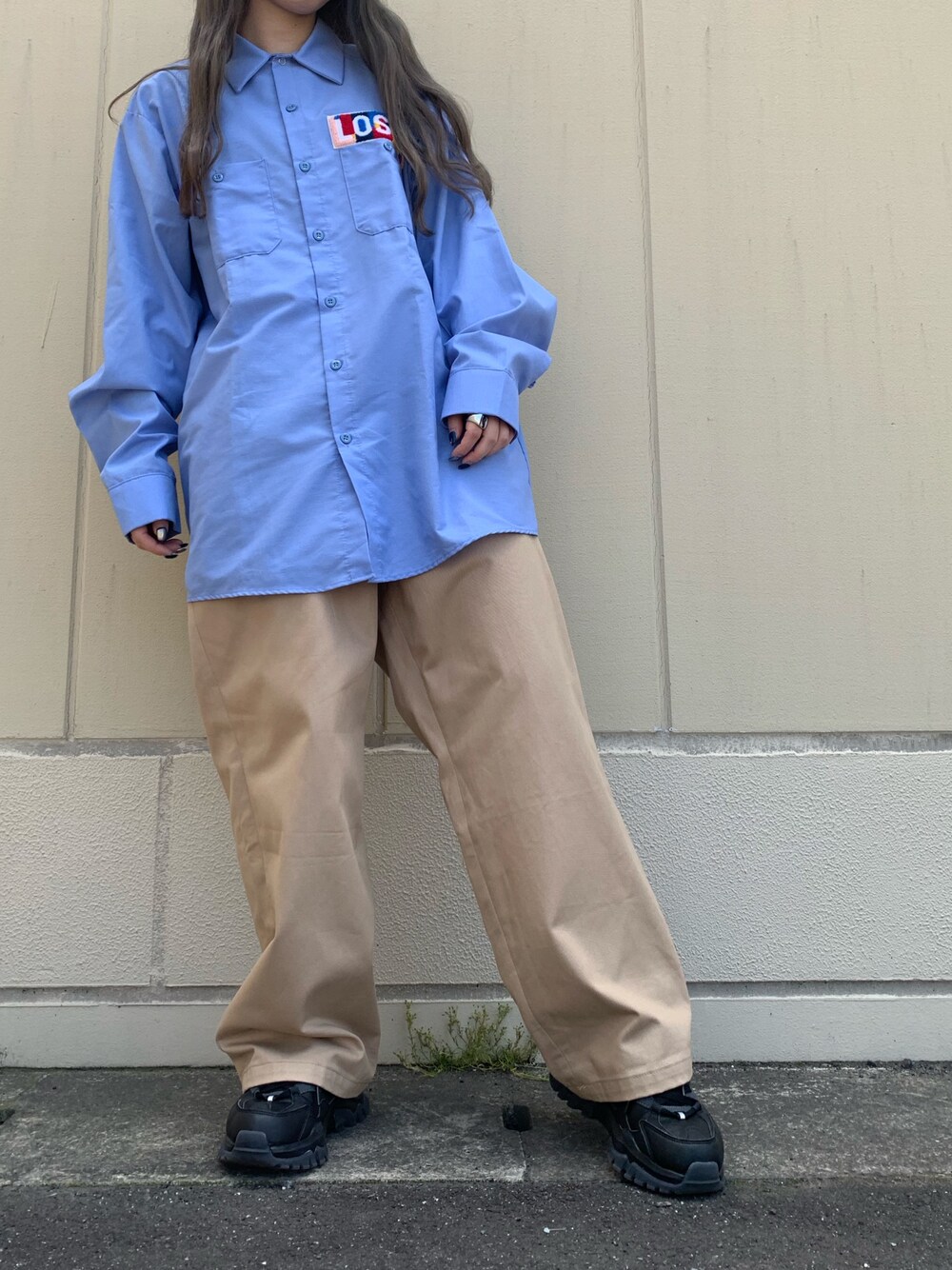 「ootd、REDKAP、LHP、lhpprivatelab、whiteland、シャツスタイル」｜「RED KAPのアイテム（シャツ/ブラウス、ブルー系）」を使った、moneさん（レディース・160cm）の夏コーディネートの1枚目の写真