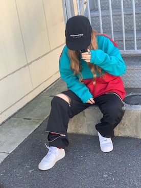 「thisisneverthat（ディスイズネバーザット）のアイテム（帽子）」を使った、moneさん（レディース・160cm）の秋コーディネート