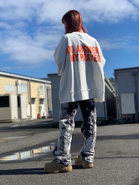 「WHITELAND（ホワイトランド）のアイテム（スウェット）」を使った、moneさん（レディース・160cm）の冬コーディネート