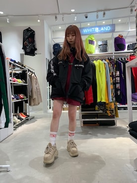 「thisisneverthat（ディスイズネバーザット）のアイテム（ジャケット/アウター）」を使った、moneさん（レディース・160cm）の冬コーディネート