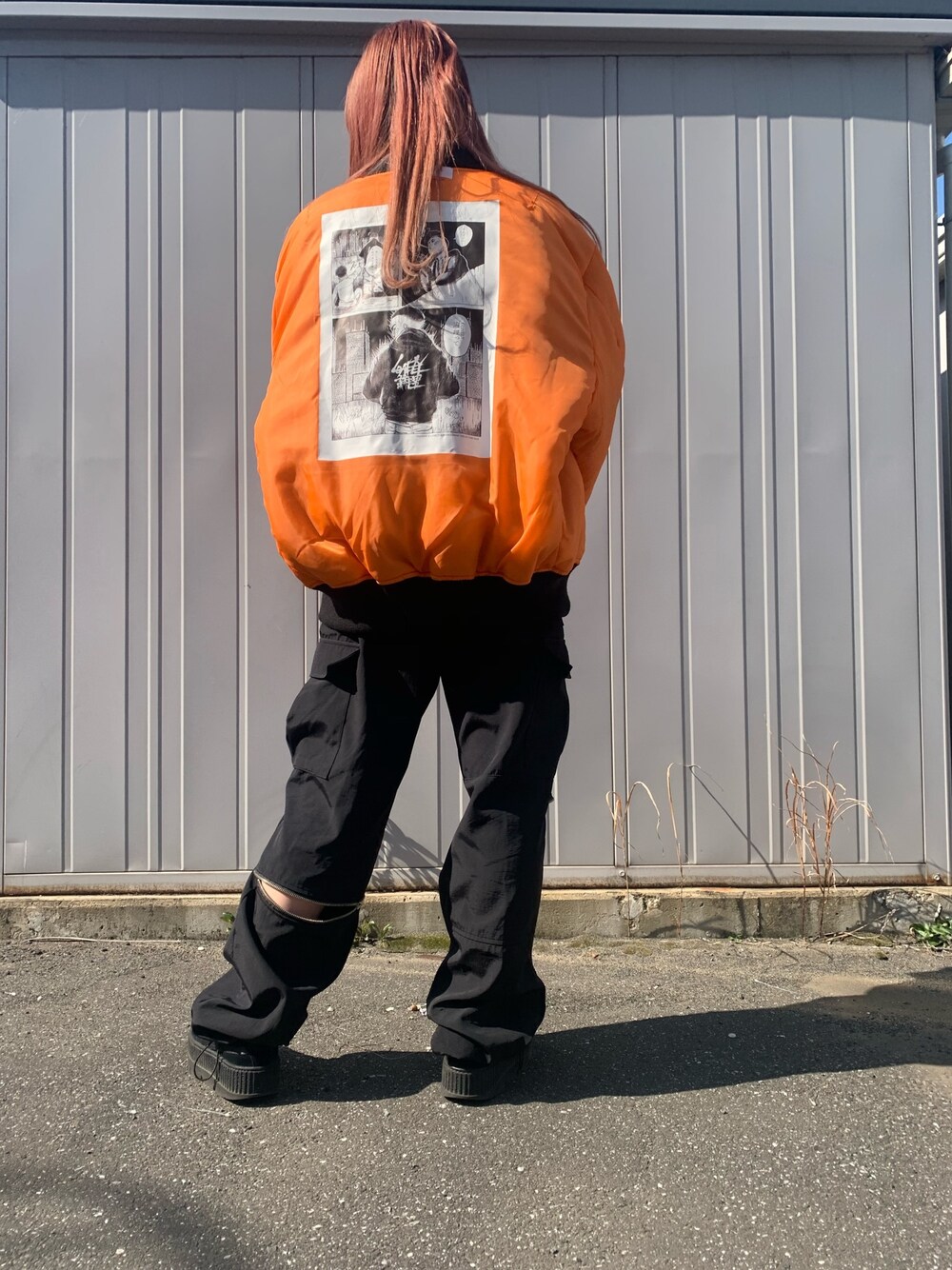 「今日のコーデ、休日スタイル、ootd、LHP、春、カジュアル、LONELY 論理」｜「LONELY/論理のLONELY論理　VAZVERT BOMBER JK（MA-1、ブラック系）」を使った、moneさん（レディース・160cm）の冬コーディネートの1枚目の写真