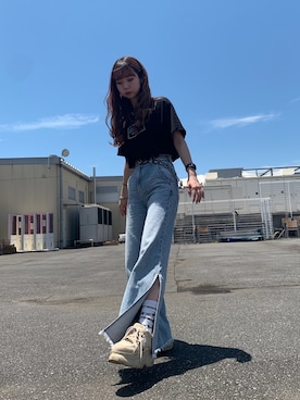 「Noon Goons（ヌーングーンズ）のアイテム」を使った、moneさん（レディース・160cm）の夏コーディネート