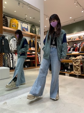「thisisneverthat（ディスイズネバーザット）のアイテム（ジャケット/アウター）」を使った、moneさん（レディース・160cm）の夏コーディネート