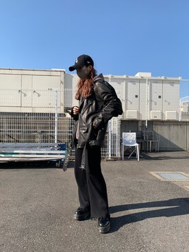 「WHITELAND BLACKBURN」｜「アイテム（ライダースジャケット）」を使った、moneさん（レディース・160cm）の冬コーディネート