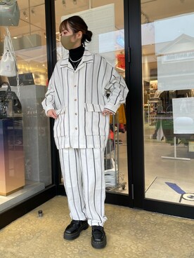 「WHITELAND（ホワイトランド）のWHITELAND/ホワイトランド/リネンシャツ（シャツ/ブラウス）」を使った、moneさん（レディース・160cm）の春コーディネート