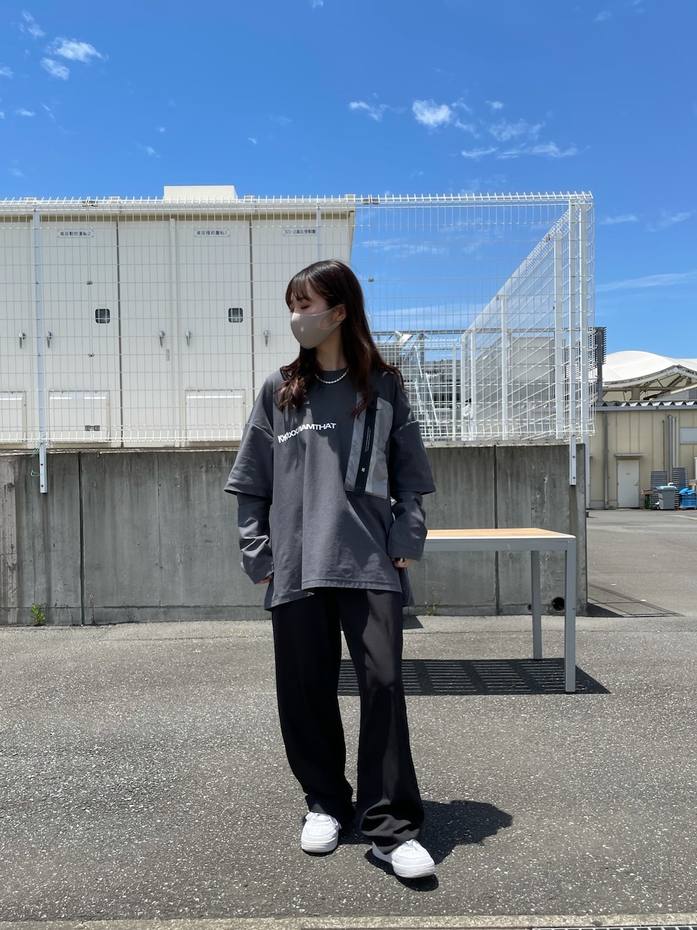 「休日スタイル、ラフ、カジュアルコーデ、ootd、LHP、今日のコーデ、NILøS」｜「NILoSのNILoS/ニルズ/レイヤードカットソー/720CPM3/Tシャツ（Tシャツ/カットソー、グレー系）」を使った、moneさん（レディース・160cm）の夏コーディネートの1枚目の写真