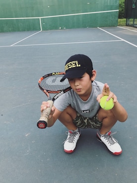 「wilson（ウィルソン）のアイテム（その他）」を使った、Riiian & ®iiikkunさん（キッズ・132cm）の夏コーディネート