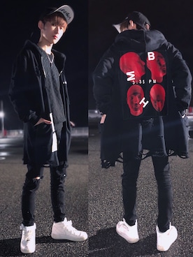 「MISBHV（ミスビヘイブ）のアイテム」を使った、Takuさん（メンズ・170cm）の冬コーディネート