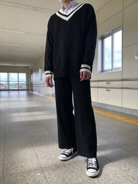 「BASQUE magenta（バスクマゼンタ）のアイテム（ニット/セーター）」を使った、さとげさん（メンズ・178cm）の秋コーディネート