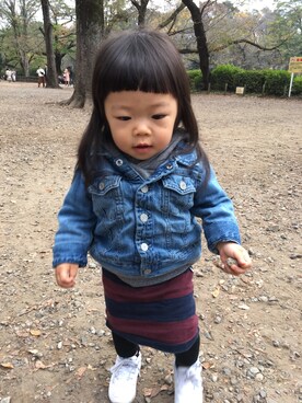 「アイテム（スカート）」を使った、せんさん（キッズ・80cm）の秋コーディネート