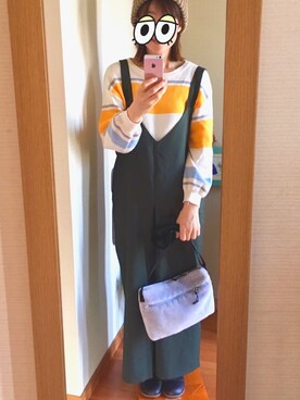 「AS KNOW AS plus（アズノゥアズプラス）のアイテム（オールインワン・サロペット）」を使った、かずさん（レディース・159cm）の秋コーディネート