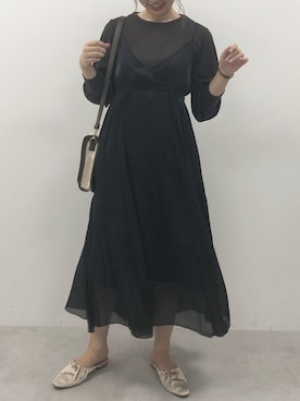「シアーワンピース」｜「アイテム（その他シューズ）」を使った、madomadoさん（レディース・161cm）の秋コーディネート
