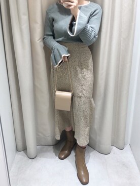「ミントグリーン」｜「アイテム（ニット/セーター、その他）」を使った、madomadoさん（レディース・161cm）の冬コーディネート