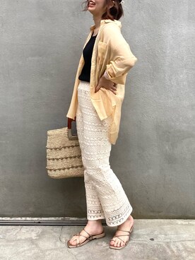 「アイテム（サンダル、ゴールド系）」を使った、madomadoさん（レディース・161cm）の春コーディネート