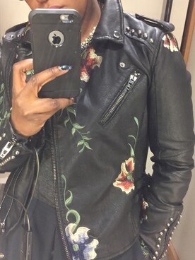 「uoのアイテム（ジャケット/アウター、ブラック系）」を使った、Mimi789さん（レディース）の春コーディネート