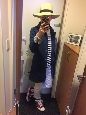 「マリン」｜「アイテム（デニムジャケット）」を使った、GoUさん（メンズ・163cm）の春コーディネート