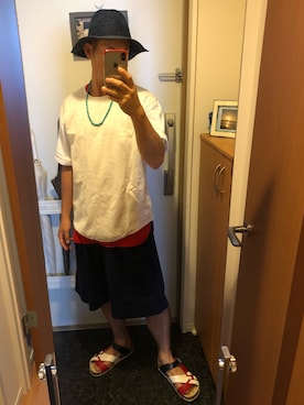 「VANQUISH（ヴァンキッシュ）のアイテム（帽子）」を使った、GoUさん（メンズ・163cm）の夏コーディネート