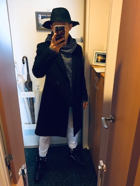 「Lui's（ルイス）のアイテム（帽子）」を使った、GoUさん（メンズ・163cm）の冬コーディネート