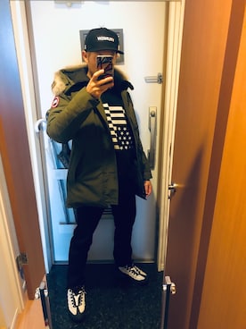 「7Union（セブンユニオン）のアイテム（帽子）」を使った、GoUさん（メンズ・163cm）の冬コーディネート