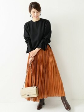 「袖ボリューム」｜「アイテム（ブーティ）」を使った、hikariさん（レディース・166cm）の秋コーディネート