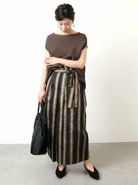 「リブニット」｜「アイテム（スリッポン）」を使った、hikariさん（レディース・166cm）の春コーディネート