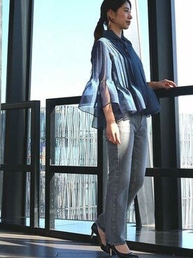 「アイテム（その他パンツ、シルバー系）」を使った、hikariさん（レディース・166cm）の冬コーディネート