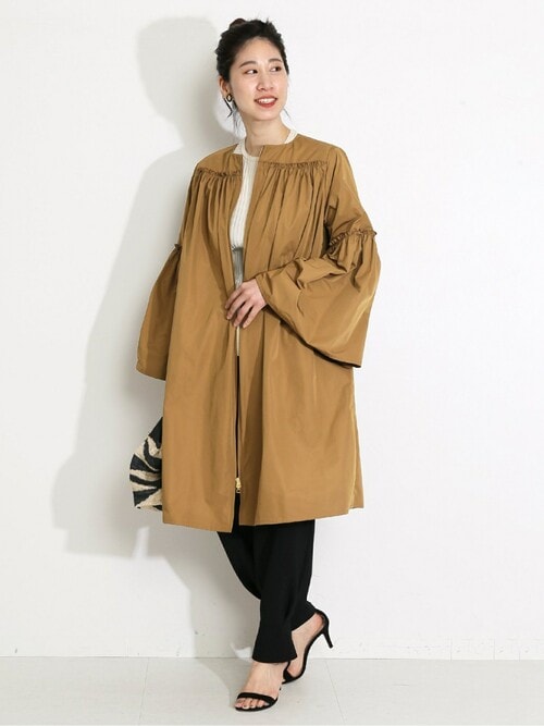 【※】VERMEIL par iena タフタノーカラーギャザーコート VERMEIL par iena（ヴェルメイユパーイエナ）の「タフタノーカラー