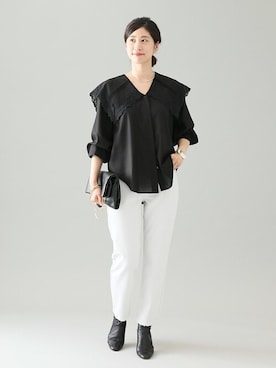 「VERMEIL par iena（ヴェルメイユパーイエナ）の【SYMPATHY OF SOUL/シンパシーオブソウル】LABO Circle Ring（シルバー）（リング）」を使った、hikariさん（レディース・166cm）の夏コーディネート