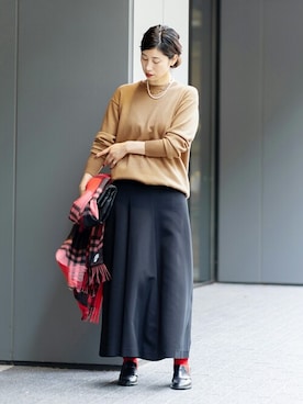 「クルーネックニット」｜hikariさん（レディース・166cm）の夏コーディネート