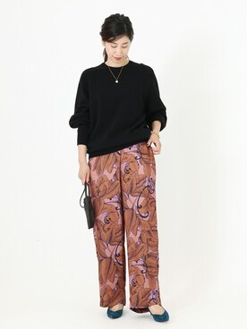 「クルーネックニット」｜hikariさん（レディース・166cm）の秋コーディネート