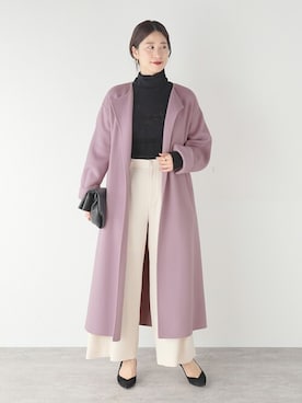 「ラベンダー」｜「アイテム（その他アウター）」を使った、hikariさん（レディース・166cm）の冬コーディネート