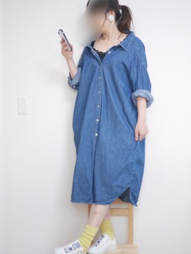 「JEANASIS（ジーナシス）のアイテム（シャツワンピース）」を使った、MIZUHOさん（レディース・165cm）の春コーディネート