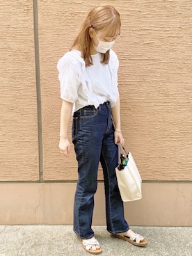 「apres jour（アプレジュール）のアイテム（サンダル）」を使った、momoさん（レディース・160cm）の夏コーディネート