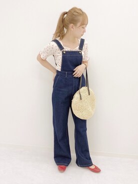 「apres jour（アプレジュール）のアイテム（サロペット/オーバーオール）」を使った、momoさん（レディース・160cm）の夏コーディネート