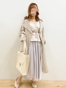 「apres jour（アプレジュール）のアイテム（トレンチコート）」を使った、momoさん（レディース・160cm）の冬コーディネート