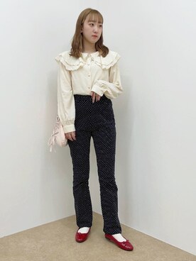 「apres jour（アプレジュール）の2枚襟ブラウス【ZOZOTOWN限定アイテム】【1AP】（シャツ/ブラウス）」を使った、momoさん（レディース・160cm）の春コーディネート