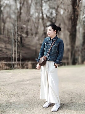 「CELINE（セリーヌ）のアイテム（バックパック/リュック）」を使った、puddingさん（レディース・150cm）の春コーディネート