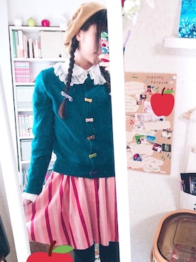「Jocomomola（ホコモモラ）のアイテム（ハンチング/ベレー帽）」を使った、pickaliceさん（レディース・158cm）の冬コーディネート